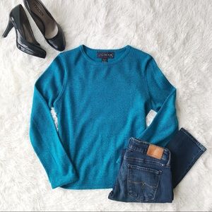 J. G. Hook sparkly blue crew neck sweater metallic shimmer Sz S